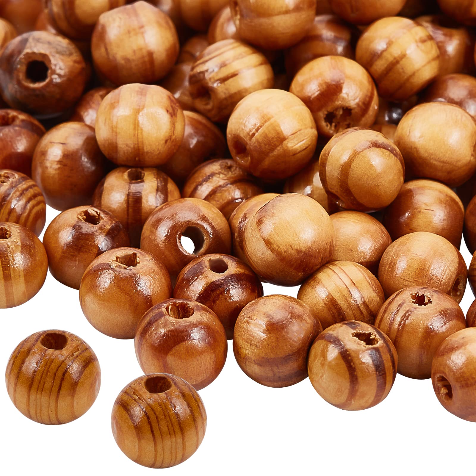 OLYCRAFT 100 Pcs Natural Wood Beads 12mm Pinewood Bead Round Loose Wood Bead Burlywood Spacer Beads for Craft Making DIY Jewelry