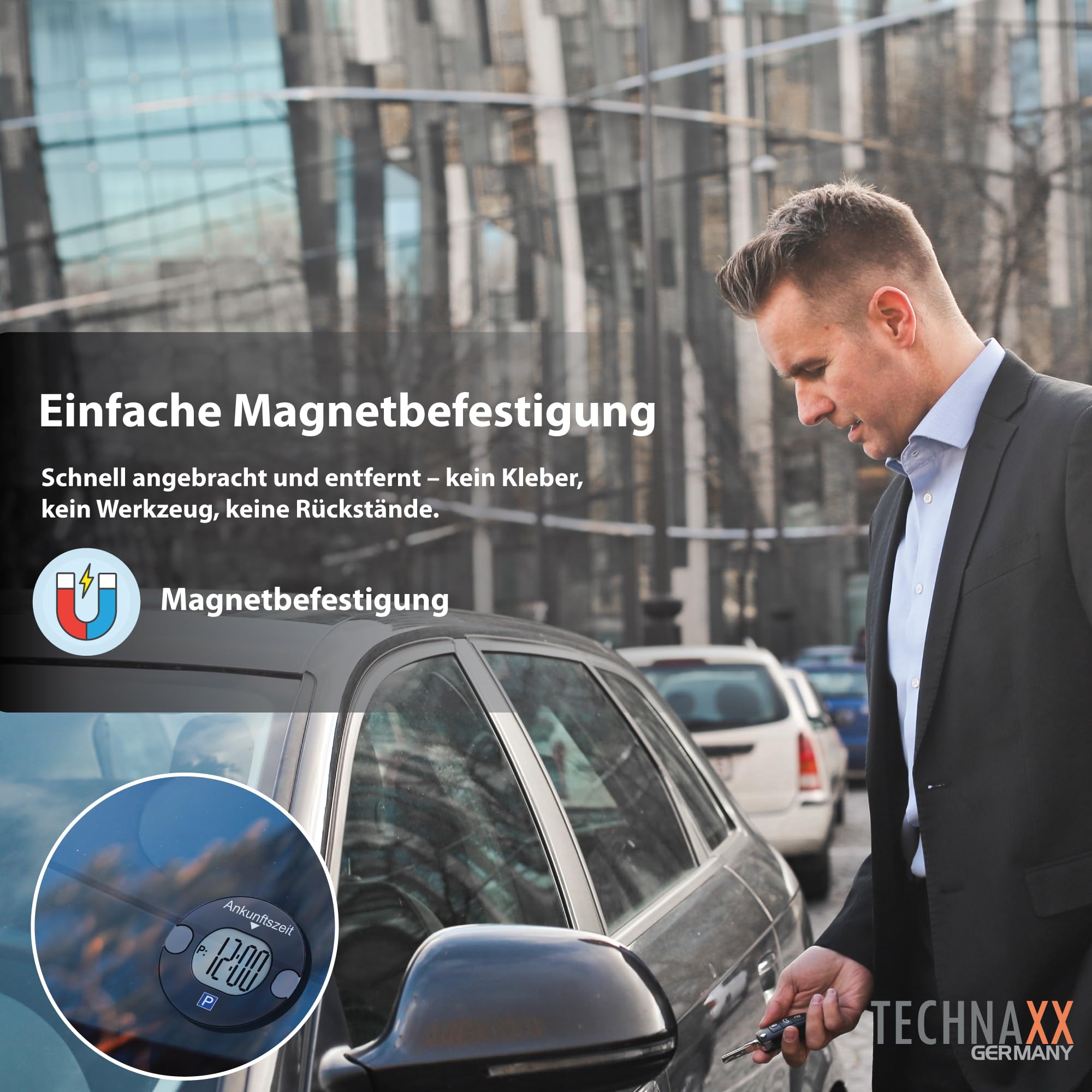 Technaxx Elektronische Parkscheibe mit Bewegungssensor – Automatische Digitale Parkuhr mit Magnetbefestigung, KBA-zugelassen, Lange Batterielaufzeit & automatische Sommer-/Winterzeit – TX-353 4