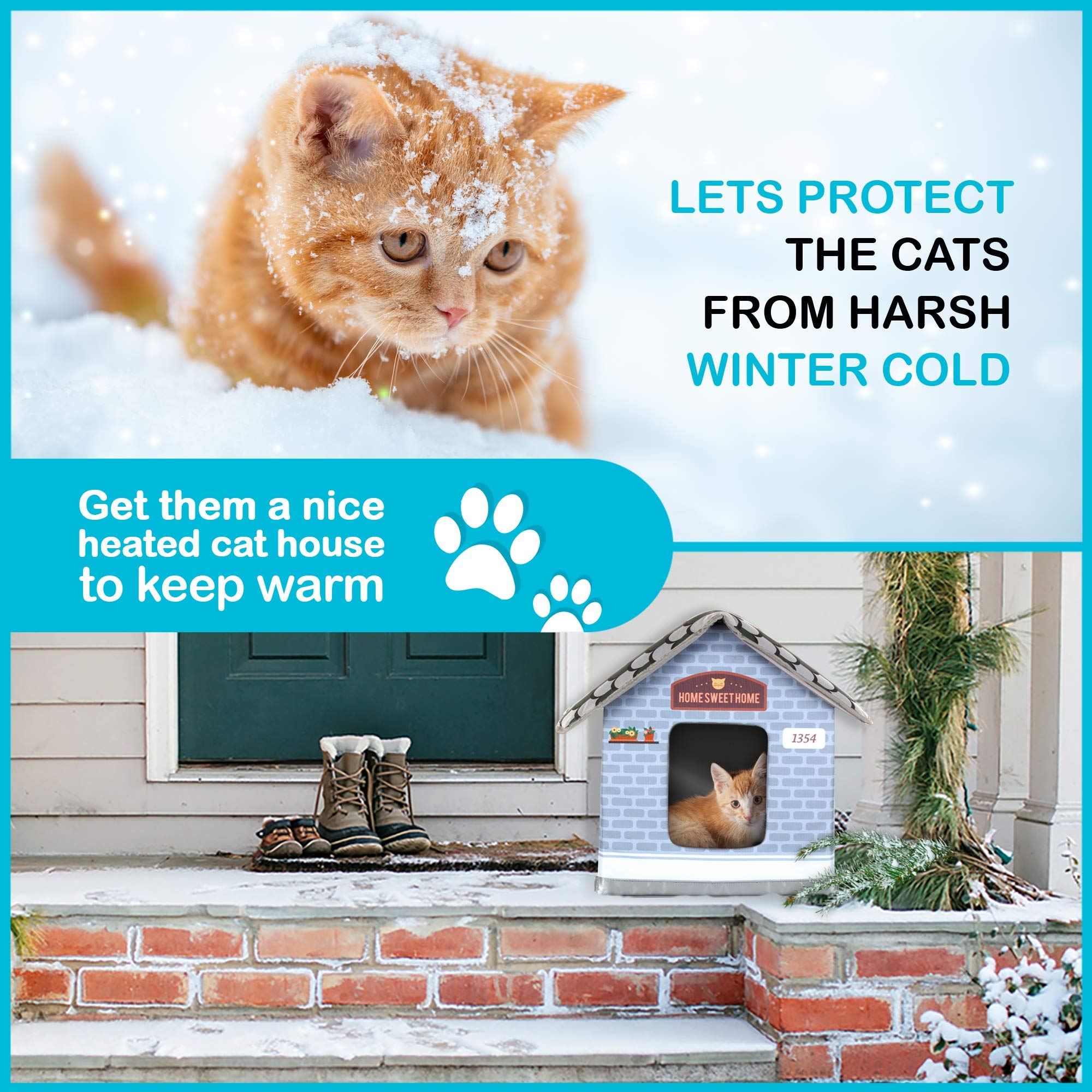 PETYELLA Heated cat Houses for Outdoor Cats in Winter Heated Outdoor