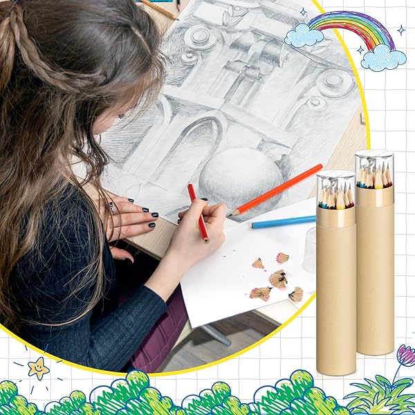 HUMYOUN 36 PACK #2 HB PENCILS BULK IN TUBE WITH SHARPENER ASSORTED COLORS WOOD-CASED PRE-SHARPENED PENCILS GIFTS FOR CHRISTMAS BACK TO SUPPLIES PRIZE PARTY FAVOR (WOODEN)