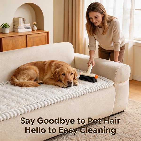 FUANGUI COUCH COVERS FOR DOGS WASHABLE, SOFA COVER WITH STRAPS FOR 3 CUSHION COUCH,NON-SLIP PET COUCH PROTECTOR FOR SECTIONAL & LEATHER SOFA, 1PC(BEIGE, 27.6″ X 70.9″)