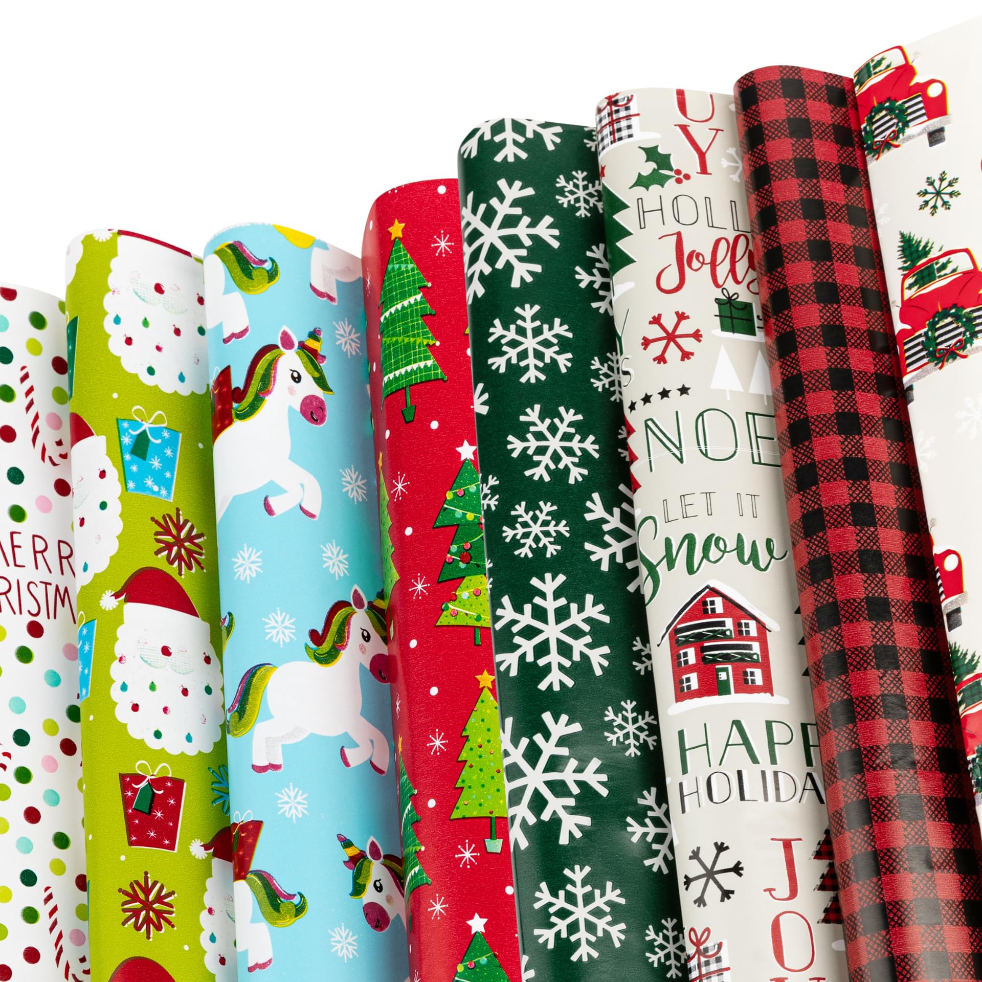 Photo 1 of Plum Designs Christmas Wrapping Paper Sheets-40 Precut Sheets Christmas Gift Wrap Paper- Christmas Paper Wrapping Sheets (30"x20")- 4 Unique Patterns of Holiday Wrapping Paper, 40 Sheets