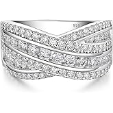 HAULTENG Moissanite Wedding Band for Women Infinity Anniversary Rings D Color VVS1 Clarity 925 Sterling Silver Sz 5-10
