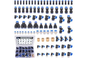 XaXmTee 90 Pcs Quick Connect Air Line Fittings Kit Pneumatic Push Lock Air Fittings 1/8",1/4",3/8",1/2" Push to Connect & NPT Thread Air Hose Fittings Quick Release Airline Fitting Kit