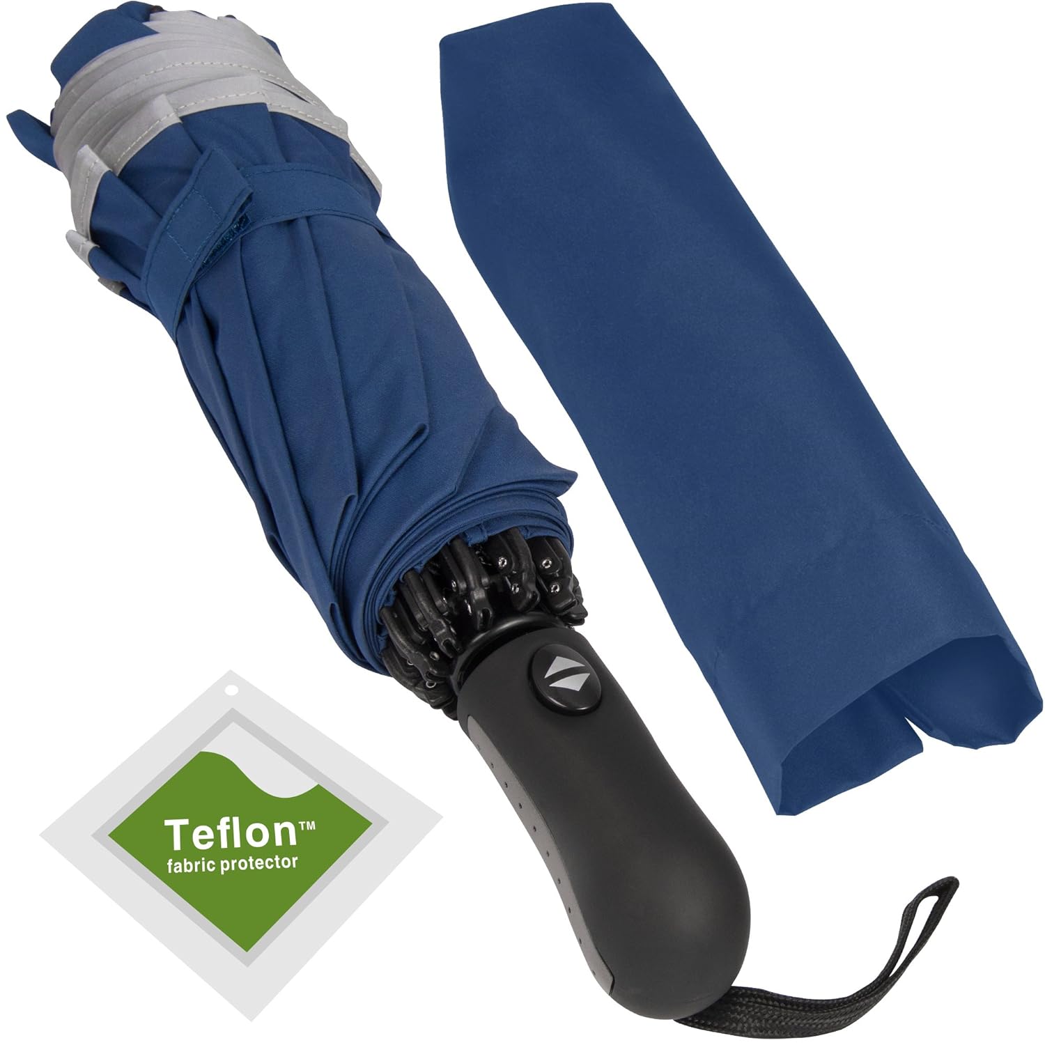 Veckle Umbrella Safety Auto Open Close Compact Umbrella Windproof Umbrella with Teflon Coating Automatic Windproof Foldable Rain Umbrella Travel Umbrella Ergonomic Non Slip Handle Black