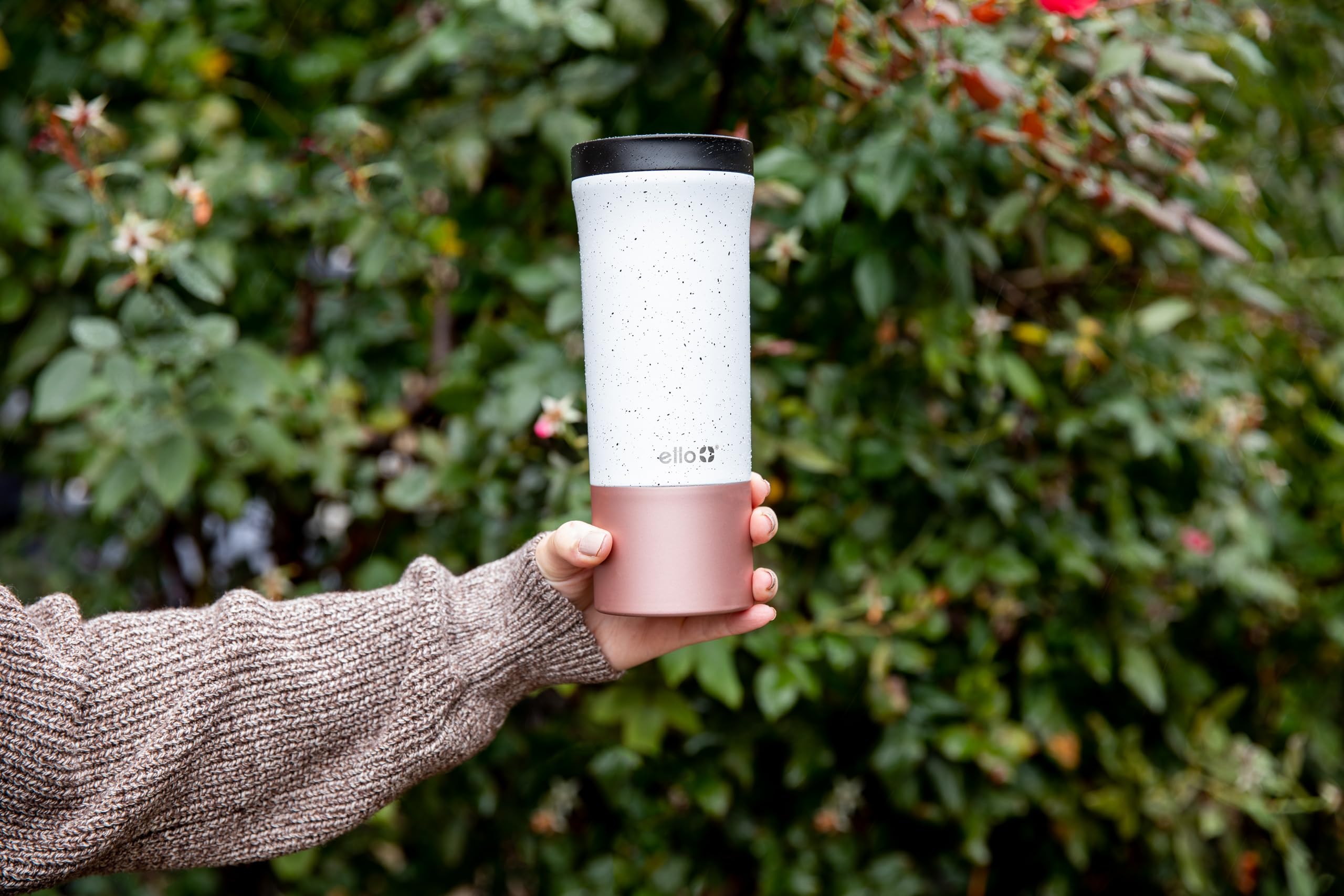 Ello Miri 16oz Vacuum Insulated Stainless Steel Travel Mug, Leak-Proof Slider Lid, Keeps Hot for 5 Hours, Perfect for Coffee or Tea, BPA-Free, Fits Most Cupholders, Holiday Gift, Speckle
