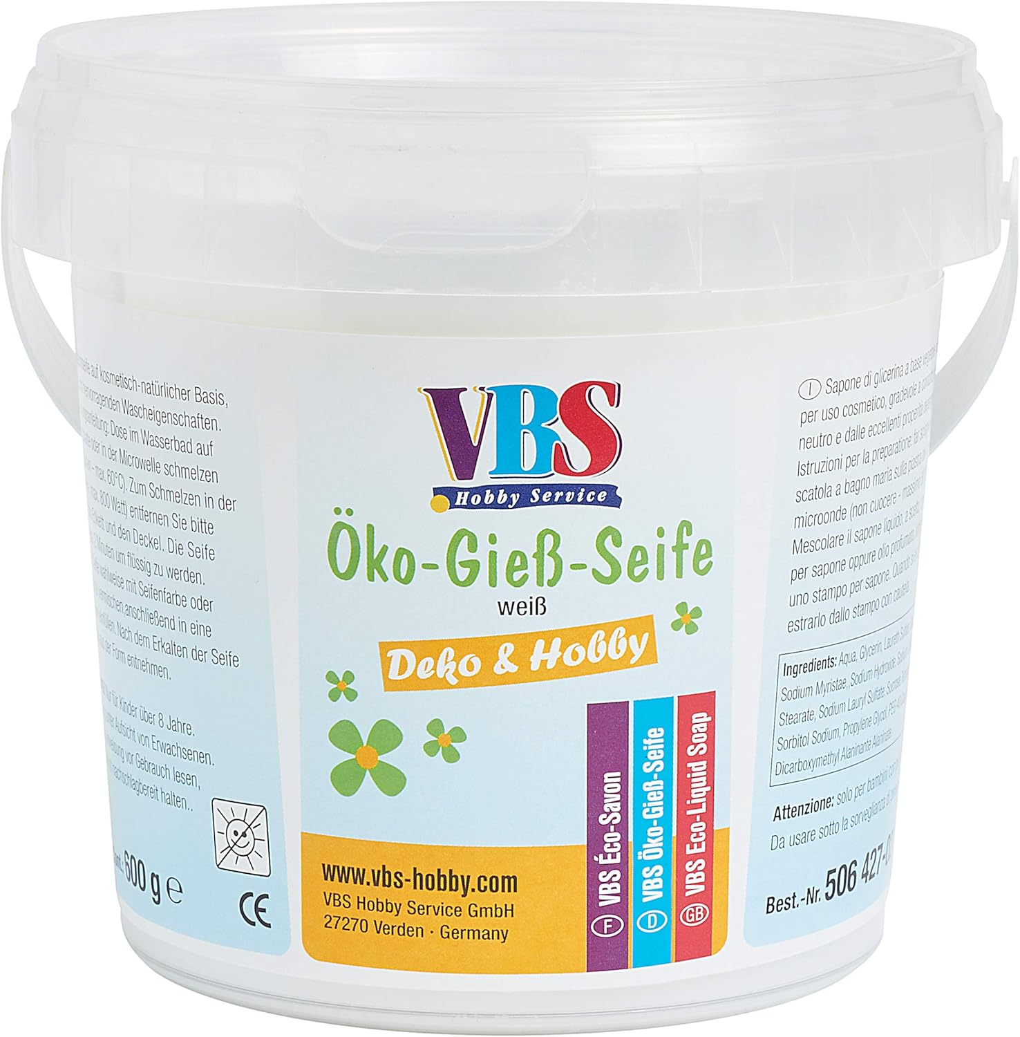 Amazon.de VBS Glycerinseife weiß Rohseife ÖkoGießseife Seife gießen 600 g