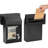 Metateel Through-The-Door Drop Box &ndash; Drop Deposit Mailbox with Slot Catcher, Heavy Duty Steel Mailbox with Lock for Secure Storage of Letters &amp; Checks &ndash; Ideal for Home, Office, or Apartment