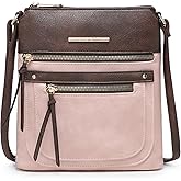 Dasein Crossbody Purse for Women Vegan Leather Shoulder Handbags Messenger Bags with Multi Zipper Pockets