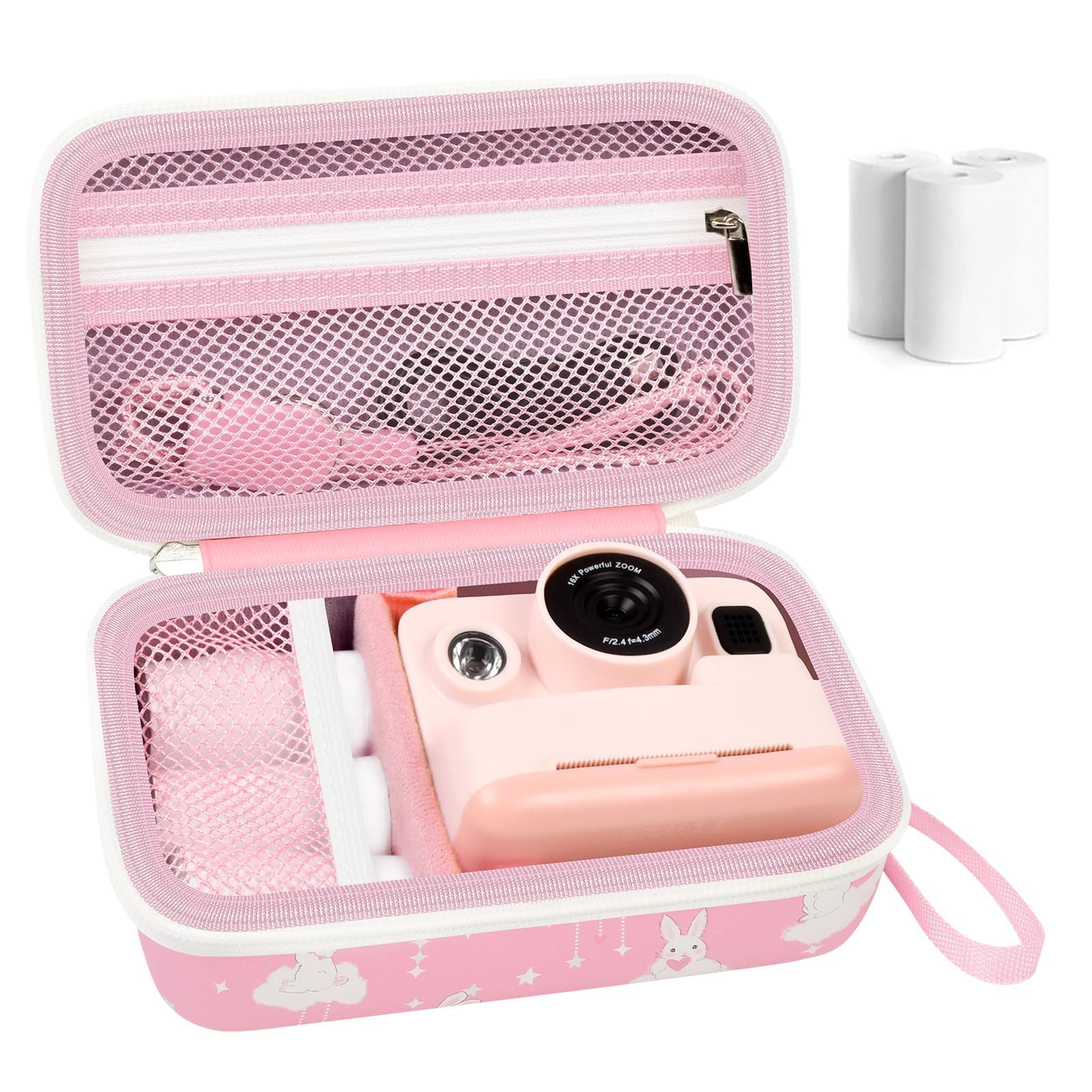 Photo 1 of **CASE ONLY**Grapsa Case Compatible with DYLANTO for ESOXOFFORE for ETIKEZ for YTETCN for DUDUDRAGON Instant Print Camera, Kids Camera Storage for Accessories (Box Only) (Case and 3 Paper Rolls, Pink-Rabbit)