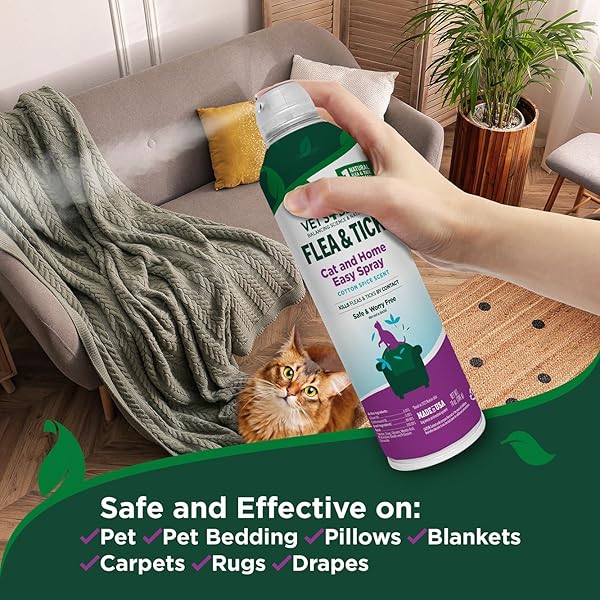 VET’S BEST NATURAL FLEA & TICK EASY SPRAY FOR CATS – NATURAL FLEA & TICK PREVENTION WITH COTTON SPICE SCENT – PLANT-BASED CAT SPRAY WITH ESSENTIAL OILS – GENTLE PEST CONTROL FORMULA – 14 OZ BOTTLE