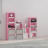 Furinno LUDER Book Shelf 4-Tier Pink White Open Shelf 39.5x105.9x23.7 cm view 2