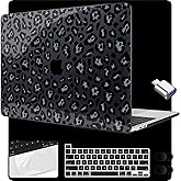 MEEgoodo for MacBook Pro 13 inch Case 2022 2021 2020 A2338 M2/M1 A2251 A2289 with Touch ID,Clear Laptop Hard Shell Cases with Keyboard Webcam Cover&Trackpad Film & Type C Adapter, Snow Leopard Texture