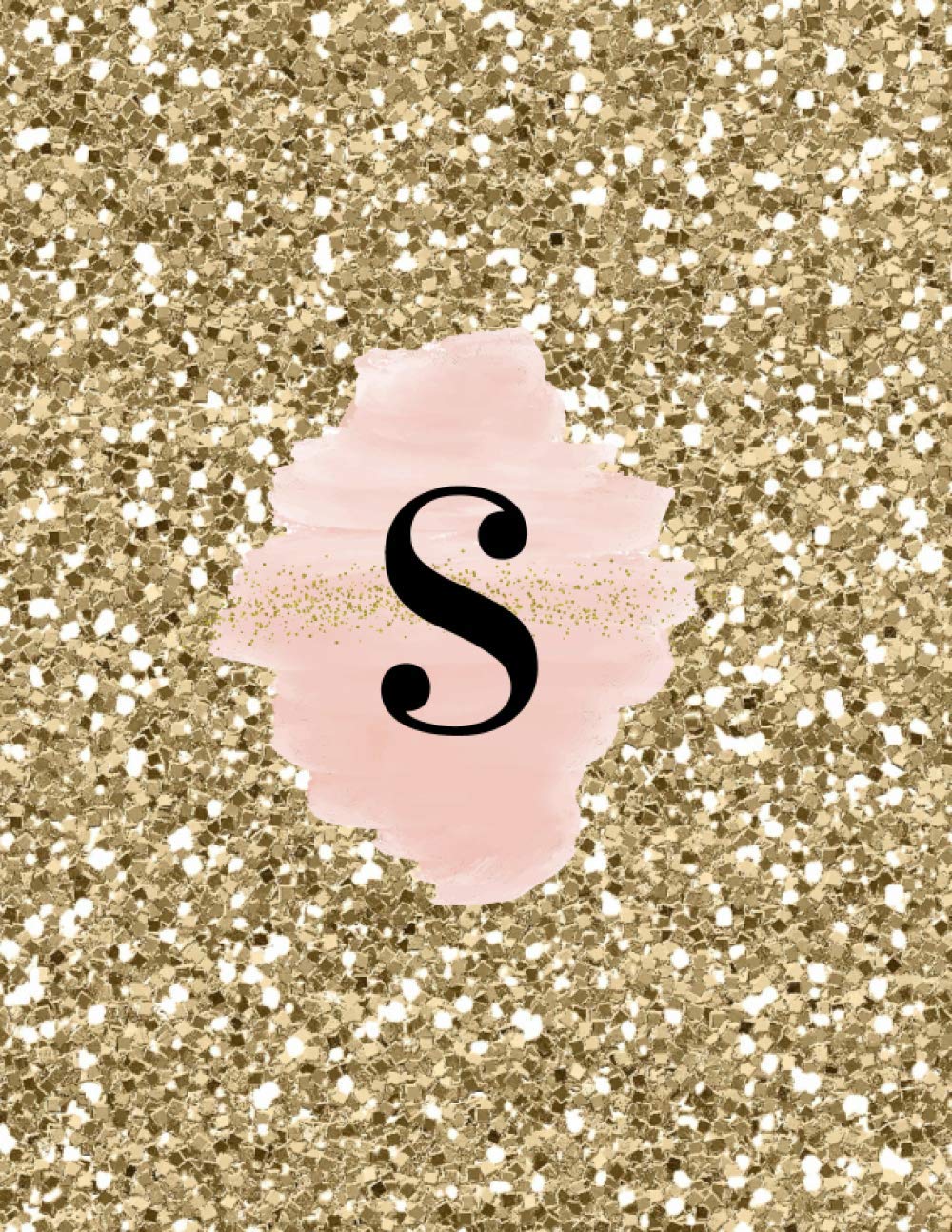 INITIAL "S" GOLD GLITTER GLOSSY LINED NOTEBOOK (8.5 × 11, 200 PAGES)