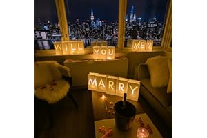 WYMM Luminary paper bags wedding proposal decorations “will you marry me?” light up letters sign with led lights included for engagement party, proposals