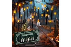 NURADA Floating Candles with Wand Remote Timer - 24 Pcs Magic LED Hanging Flameless Taper Candles Flickering Battery Operated for Birthday Theme Party Holiday Home Halloween Decor - Black