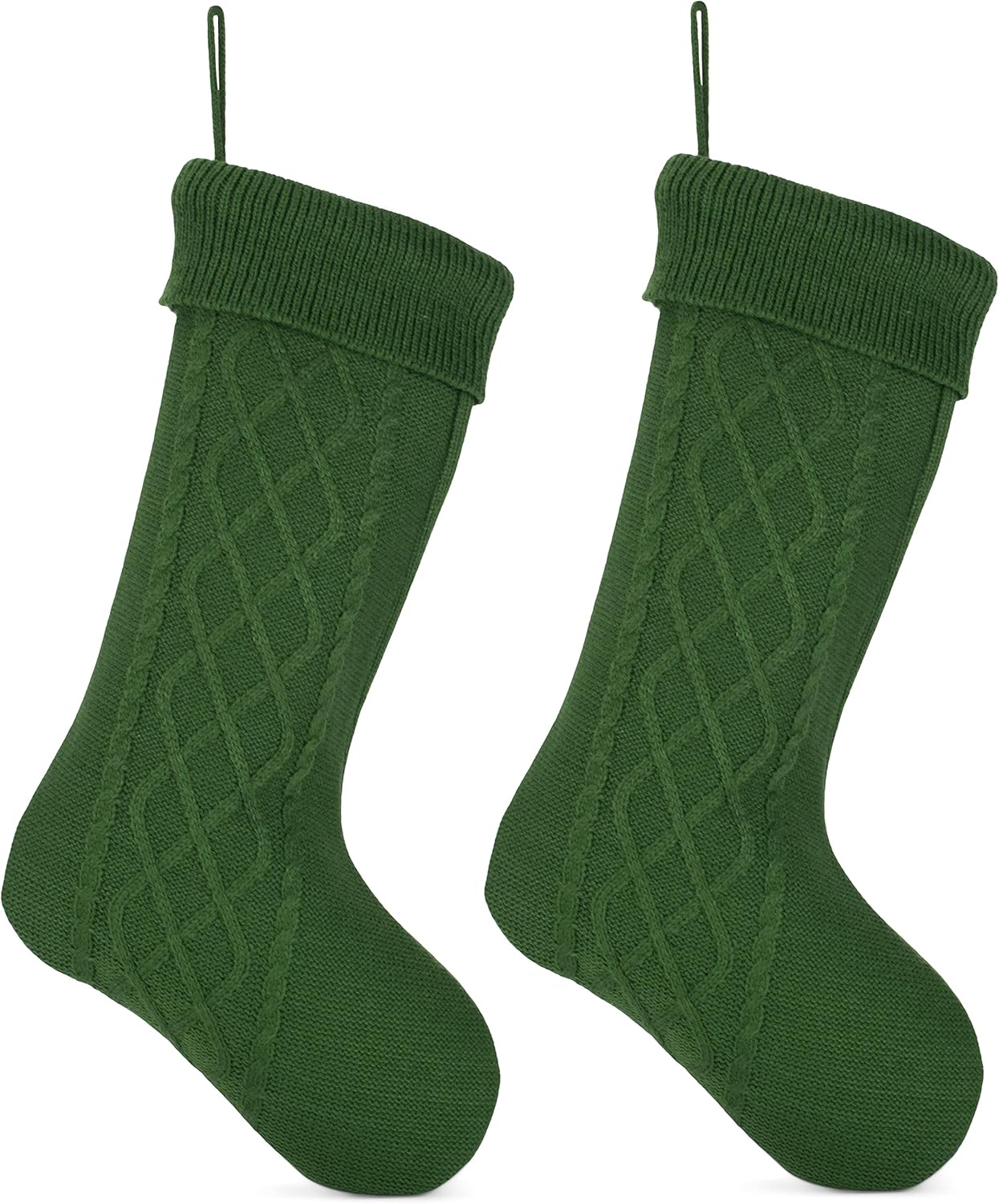 Stockings & Holders - Elanze Designs Cable Knit Sweater with Ribbed Cuff Christmas Stocking Decoration 18.5 inches Long - Pack of 2 - Olive Green