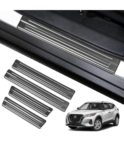 4PC Stainless Steel Door Sill Protectors For Nissan Kicks 2018-2024 - Front & Rear Entry Guard Covers, Black, Scratch Resistant