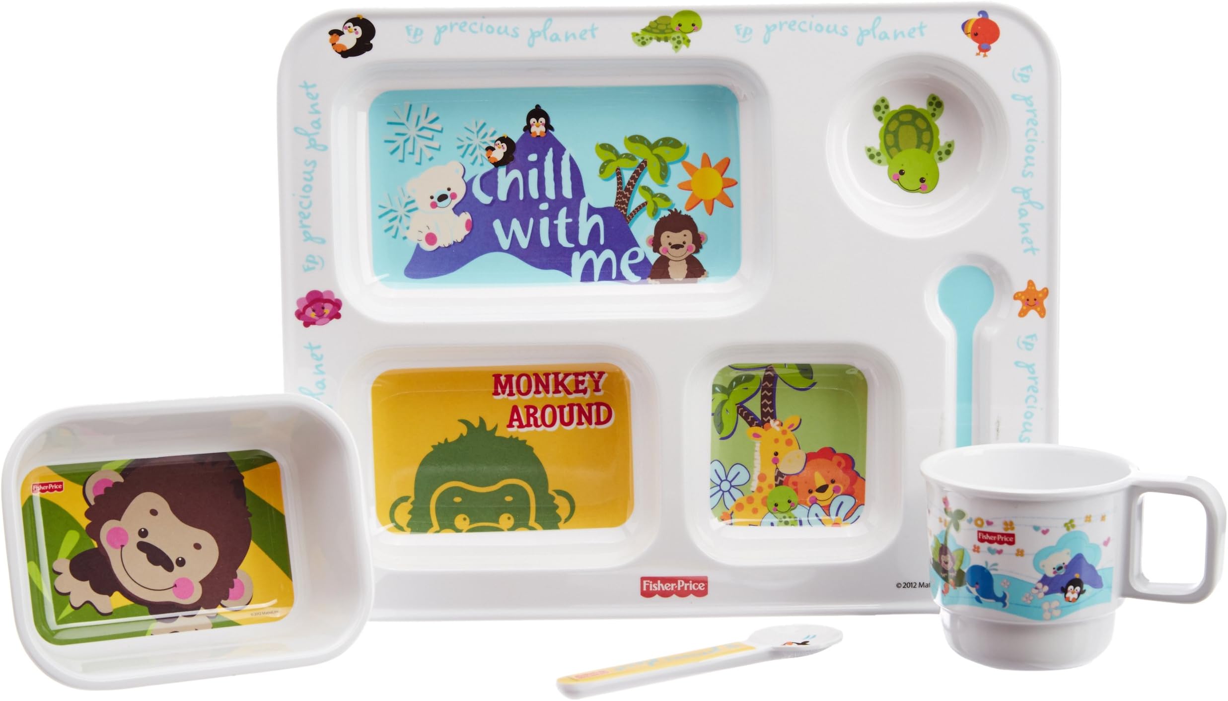 Eternia Fisher Price Precious Planet Rectangular Kids Dinner Gift Set, 4-Pieces, Multicolor