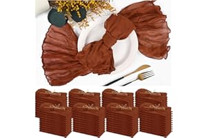 TERUNTRUE 84 Packs Gauze Cheesecloth Napkins 20 x 20 Inch Terracotta Wrinkled Dinner Napkins, Rustic Boho Napkins Soft Cotton Cloth Napkins for Wedding Party Event Dinner Table Christmas Decoration