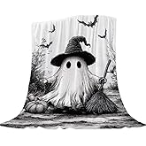 Neatee Living Halloween Throw Blanket Twin Pumpkin Ghost Blanket for Women Men Black Decorative Lightweight Fuzzy Soft Plush Fleece Blankets and Throws Couch Sofa Bed Blanket 60x80