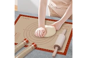 Silicone Pastry Mat, 0.7mm 24" x 16" Large Non Stick Baking Dough Sheet, Pie Crust Rolling Supplies for Making Christmas Cook