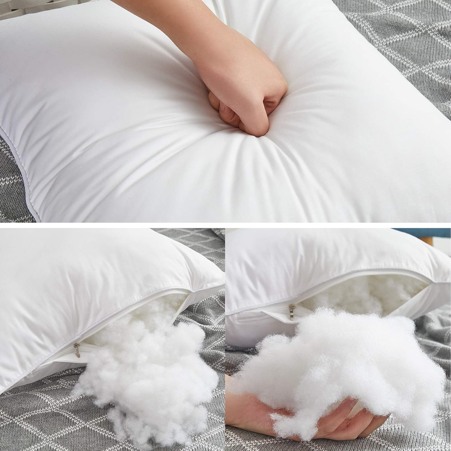 Oubonun 18 x 18 Pillow Inserts (Set of 2) - Throw Pillow Inserts with 100% Cotton Cover - 18 Inch Square Interior Sofa Pillow Inserts - Decorative Pillow Insert Pair - White Couch Pillow: Kitchen & Dining