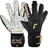 Reusch Attrakt Freegel Fusion Ortho-Tec Goaliator Unisex Goalkeeper Gloves, Soccer Goalie Gloves with Finger Support, Flexible, Breathable, Durable Grip, AirVent System, Adult, Black/Gold