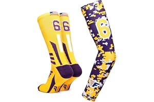 Forever Fanatics Youth Boys Basketball Socks Sports Athletic Crew Socks with Basketball Arm Sleeve - Made in USA