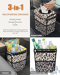 Pritent Car Trash Can with Lid, Cute Leakproof Car