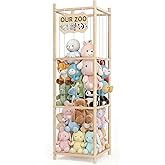 Stuffed Animal Storage Holder, Kids Plushies Toy Storage Organizer with Cute Sticker, 54In Wood Stuffed Animal Zoo Storage, Large Stuffy Storage, Ideal for Nursery, Playroom, Bedroom, Toddler Room