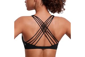 CRZ YOGA Naked Feeling Strappy Sports Bras for Women - Criss Cross Back Wireless Padded Cami Yoga Workout Top