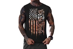 Mainfini Men American Flag Tank Top Muscle Graphic Gym Workout USA Sleeveless Tee Shirts (S-3XL)