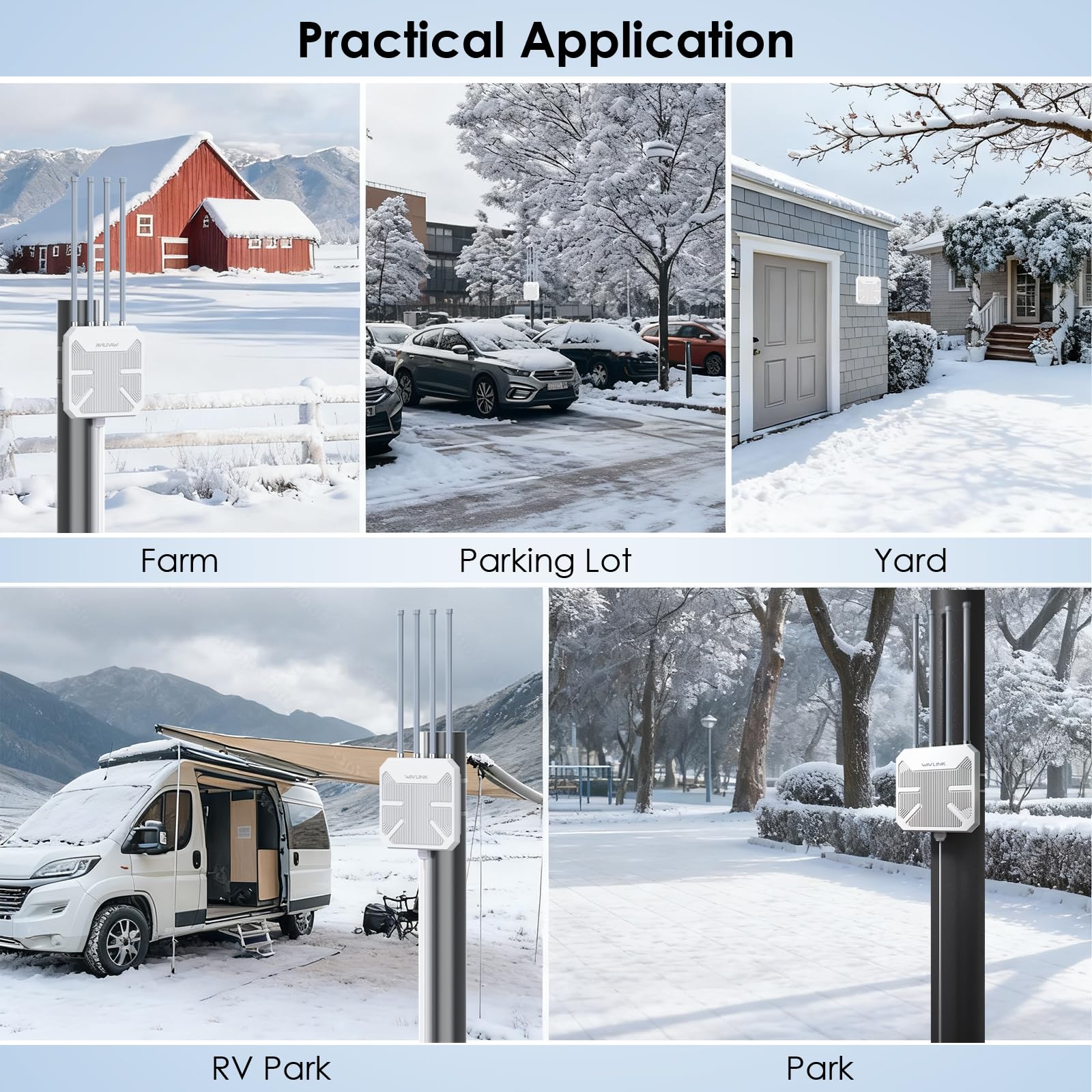 WAVLINK AX1800 Outdoor WiFi Extender Long Range, IP67 Waterproof WiFi 6 Range Extender Dual Band, 4x8dBi Antennas with POE, High Speed Coverage for Farm, Yard, RV, Campsite,Work with Starlink