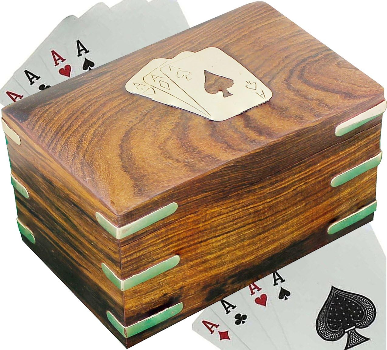 Wooden Playing Card Holder Case Handmade Playing Card Decorative Box