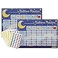 Amonev Bedtime Chart 2X Blue Pack Amonev Bedtime Routine Chart Reward Chart for Sleep Training Twin Pack Chart for Boys Girls Toddlers and Young Children with 225 Stars Stickers Included…