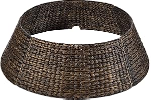 Best Choice Products 42in Christmas Tree Collar, Woven Hyacinth 4-Piece Holiday Rattan Tree Skirt Accessory for Home w/Cord Cut-Out - Espresso