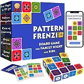 pattern frenzi Matching Wooden Board Game for Kids and Family - 1-5 Players | Brain teaser, Family Night Game, Adults, Kids ages 3-99, Mind thinking play, Screen-free challenges,Unlimited Puzzle Cards