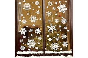PSEUTIO 267 PCS Christmas Window Clings Snowflake Window Clings Stickers White Snowflake Clings for Glass Windows