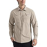 Pioneer Camp Men's Fishing Shirts Long Sleeve UPF50+ Sun Protection UV Button Down Shirts Quick Dry Cooling for Hiking Safari
