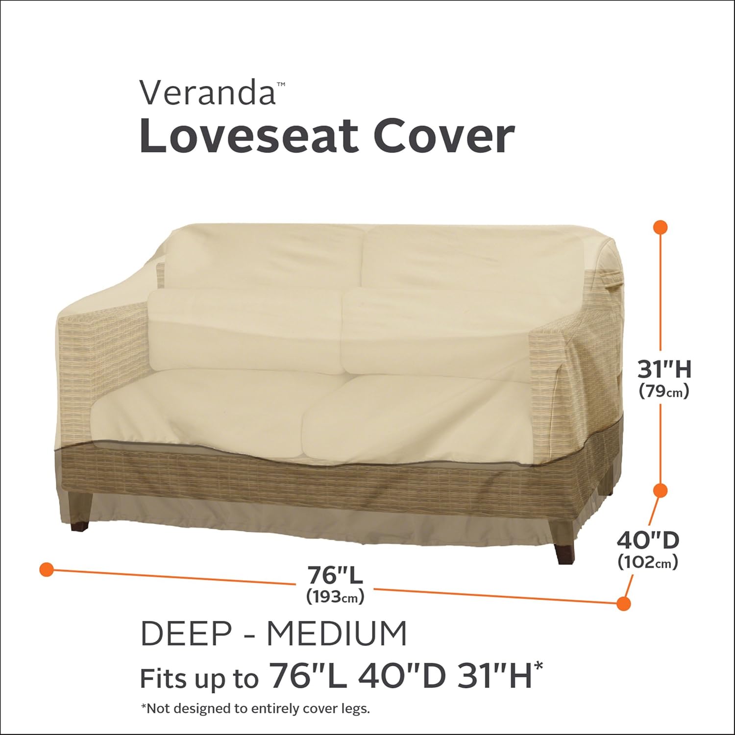 Classic Accessories Veranda Water-Resistant 76 Inch Deep Seated Patio Sofa/Loveseat Cover : Garden & Outdoor