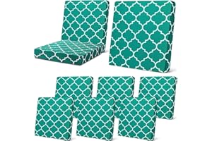 Newwiee 8 Pcs Patio Stretch Sofa Cushion Covers Stripe Outdoor Cushion Covers Replacement Patio Furniture Couch Slipcovers Chair Seat Soft Flexibility Protector(Peacock Green)