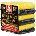 Premium Microfiber Towels for Cars - 6 Pack - (12” x 12”) - Seamless 2-Sided Drying Towels for Cars - Professional Multipurpo