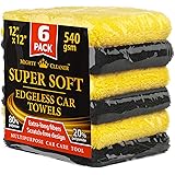 Premium Microfiber Towels for Cars - Thick Professional Microfiber Cleaning Cloth for Cars - 6 Pack (12”x12”)