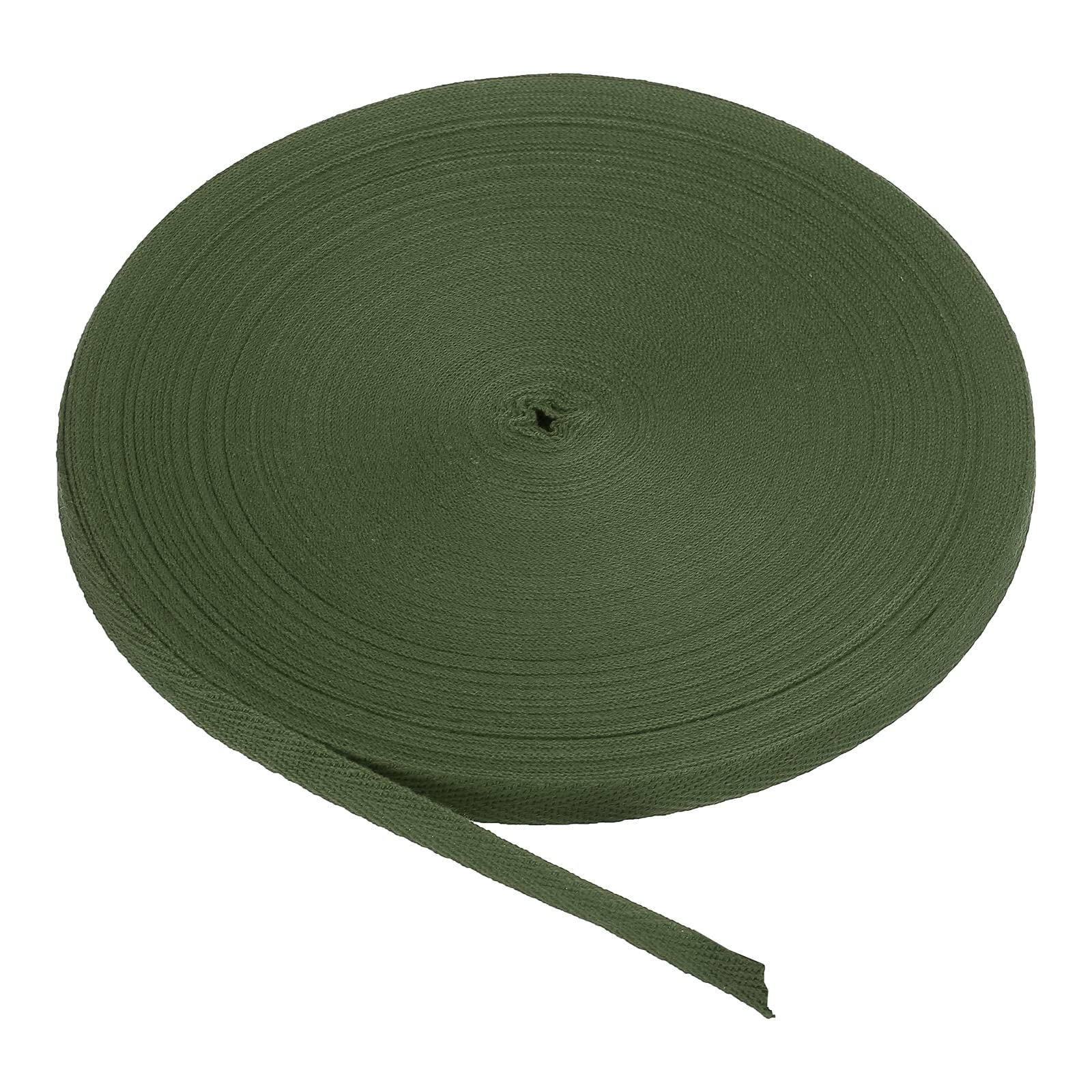 PATIKIL Cotton Twill Tape 10mm(3/8 Inch) 50 Yards Cotton Ribbon Bias Binding Tape Herringbone Webbing Trim for Sewing Gift Wrapping Craft DIY Army Green - 45m