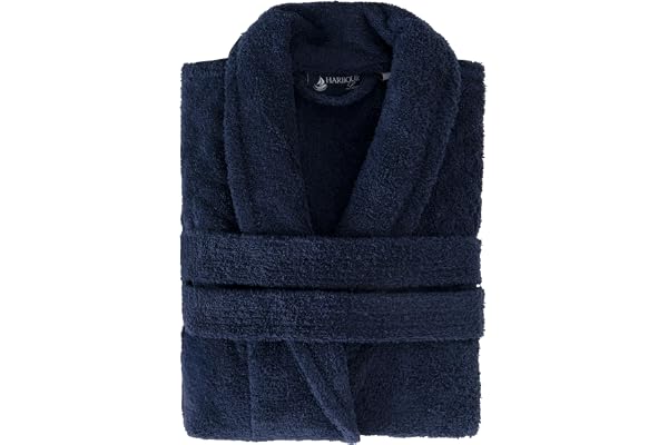 Harbourloom Mens Relaxed Fit Bathrobe 100% Turkish Cotton Terry Cloth Robe Housecoat Soft Absorbent Spa Hotel Luxury