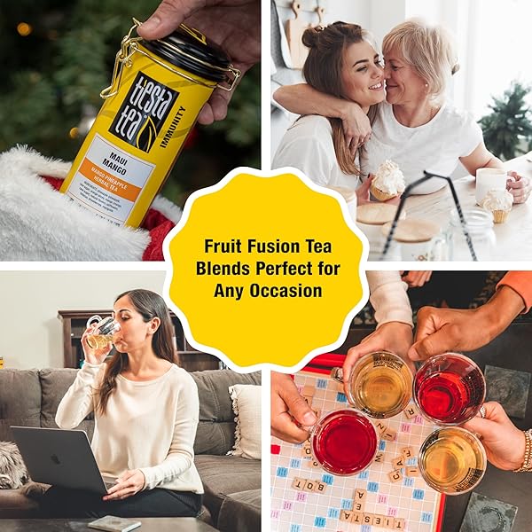 TIESTA TEA MAUI MANGO | LOOSE LEAF | MANGO PINEAPPLE HERBAL TEA | PREMIUM NON-CAFFEINATED FRUIT BLEND | MAKES HOT OR ICED & BREWS UP TO 50 CUPS | 5.5 OUNCE REFILLABLE TIN