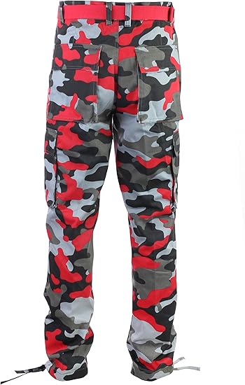 red black and grey camo pants