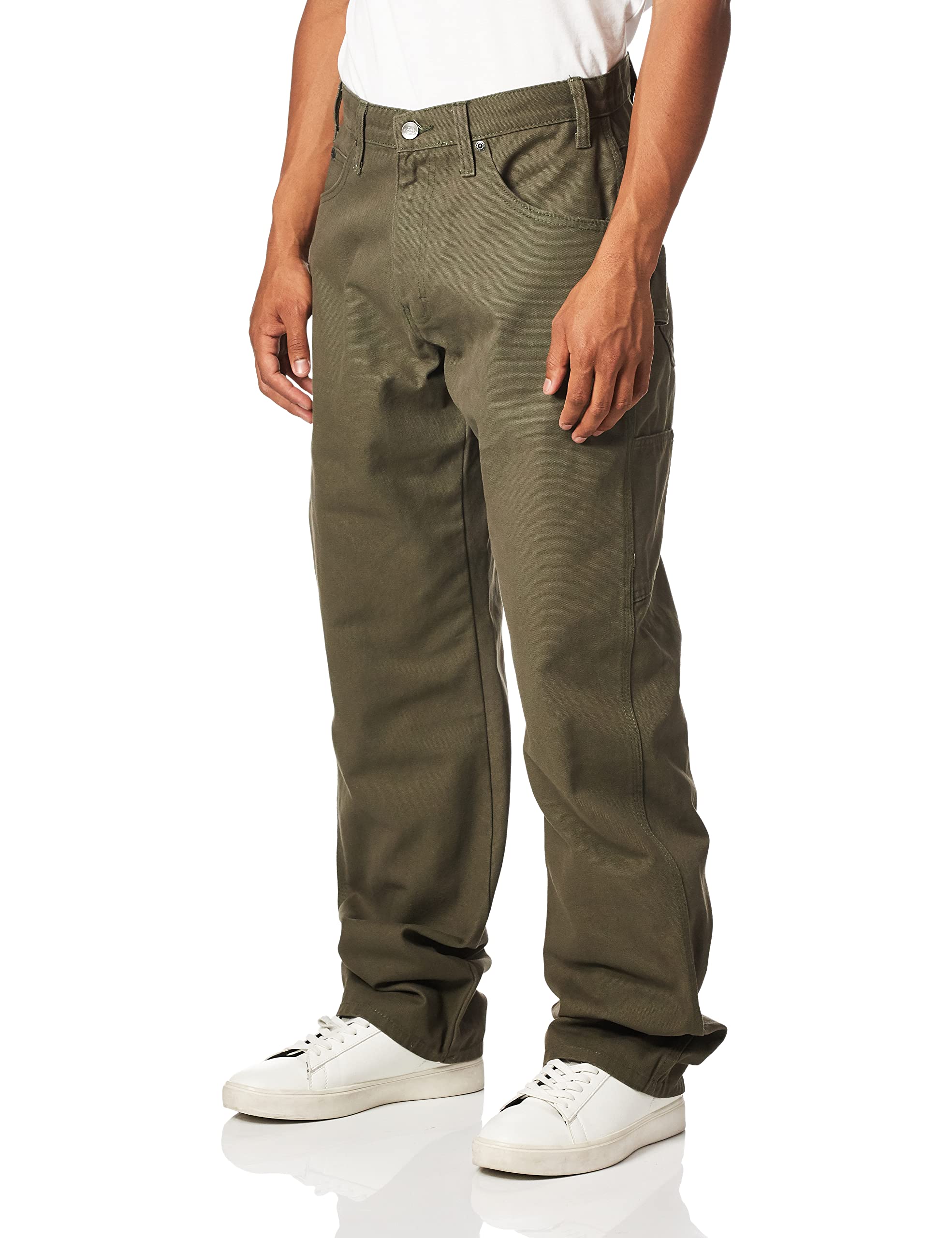 Photo 1 of Dickies Mens Relaxed Fit Sanded Duck Carpenter Jeans, Moss Green, 32W x 34L US
