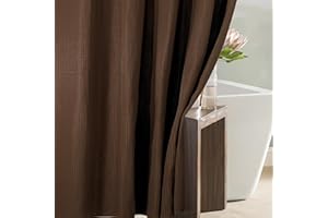 POPKOZZI Brown Waffle Weave Shower Curtain: Taupe Heavy Duty Textured Fabric Shower Curtains for Bathroom - 256 GSM Water Repellent Washable Thick Polyester Cloth Bath Curtain - 72x72
